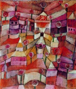 quadro di Paul Klee, Giardino di rose - poesia Il tuo fiore che se ne va